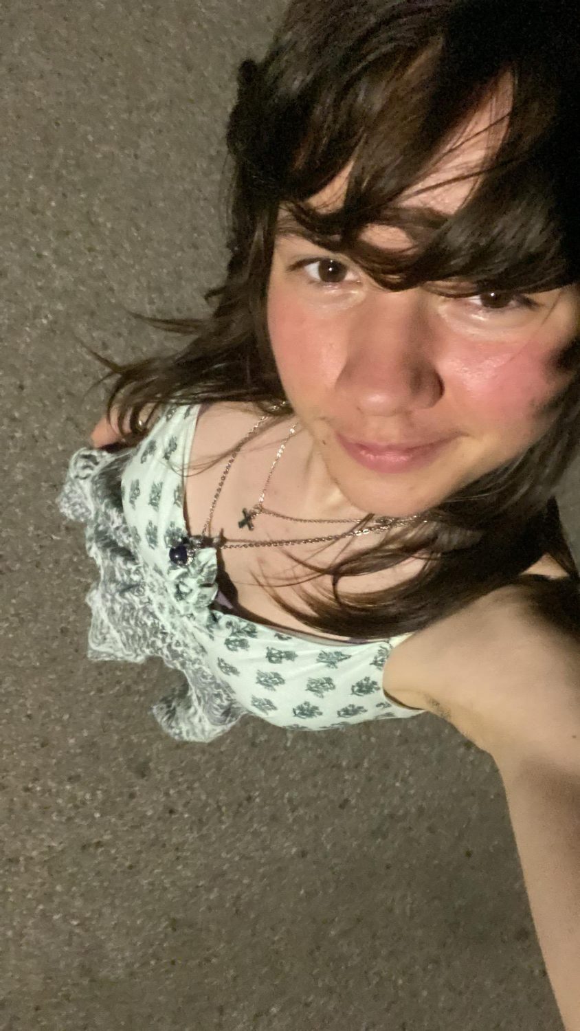 Megan beneath cherry blossoms